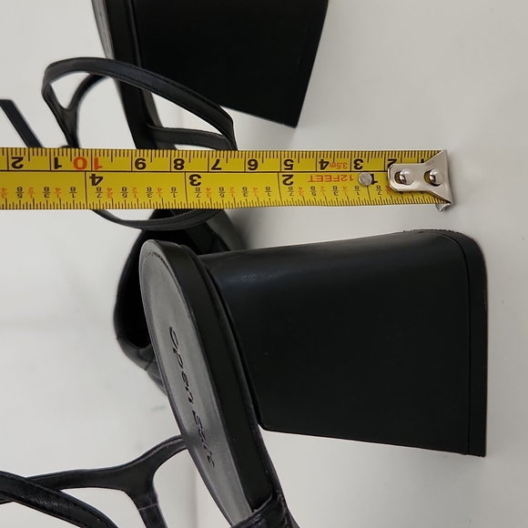 Black Leather Braided Heeled Sandals - Picture 7 of 7